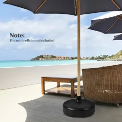 Tangkula Fillable Round Umbrella Base, Water & Sand Filled Patio Umbrella Stand