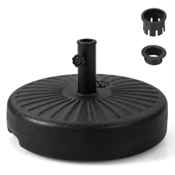 Tangkula Fillable Umbrella Base Stand, 75 lbs Water & Sand Filled Heavy Duty 20 Inch Round Patio Outdoor Umbrella Weight Base