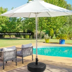 Tangkula Fillable Umbrella Base Stand, 75 lbs Water & Sand Filled Heavy Duty 20 Inch Round Patio Outdoor Umbrella Weight Base