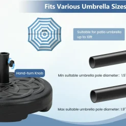 Tangkula Fillable Umbrella Base Stand, Water & Sand Filled 102 lbs Heavy Duty Patio Umbrella Weight Stand