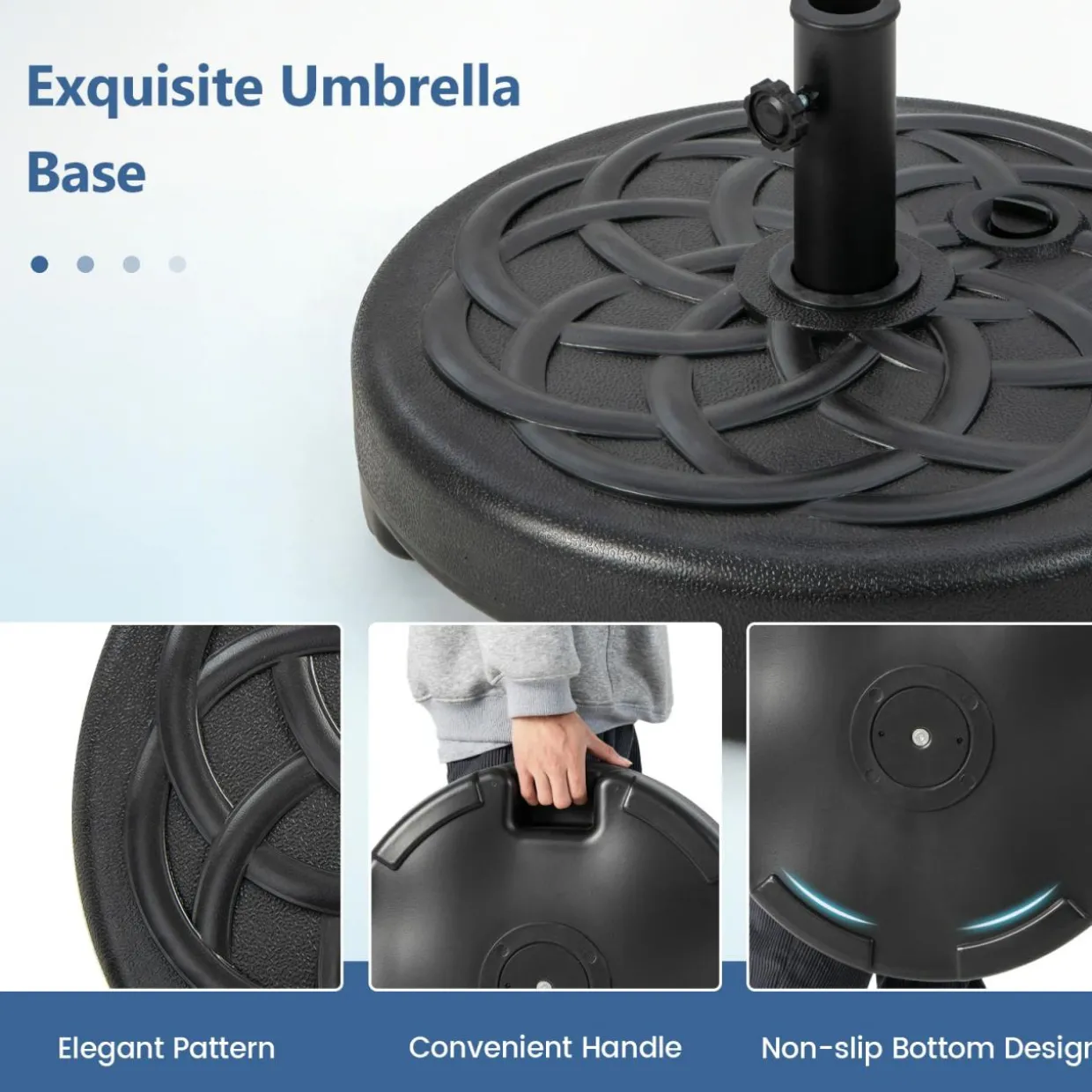 Tangkula Fillable Umbrella Base Stand, Water & Sand Filled 102 lbs Heavy Duty Patio Umbrella Weight Stand