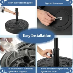 Tangkula Fillable Umbrella Base Stand, Water & Sand Filled 102 lbs Heavy Duty Patio Umbrella Weight Stand