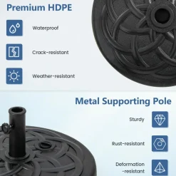 Tangkula Fillable Umbrella Base Stand, Water & Sand Filled 102 lbs Heavy Duty Patio Umbrella Weight Stand