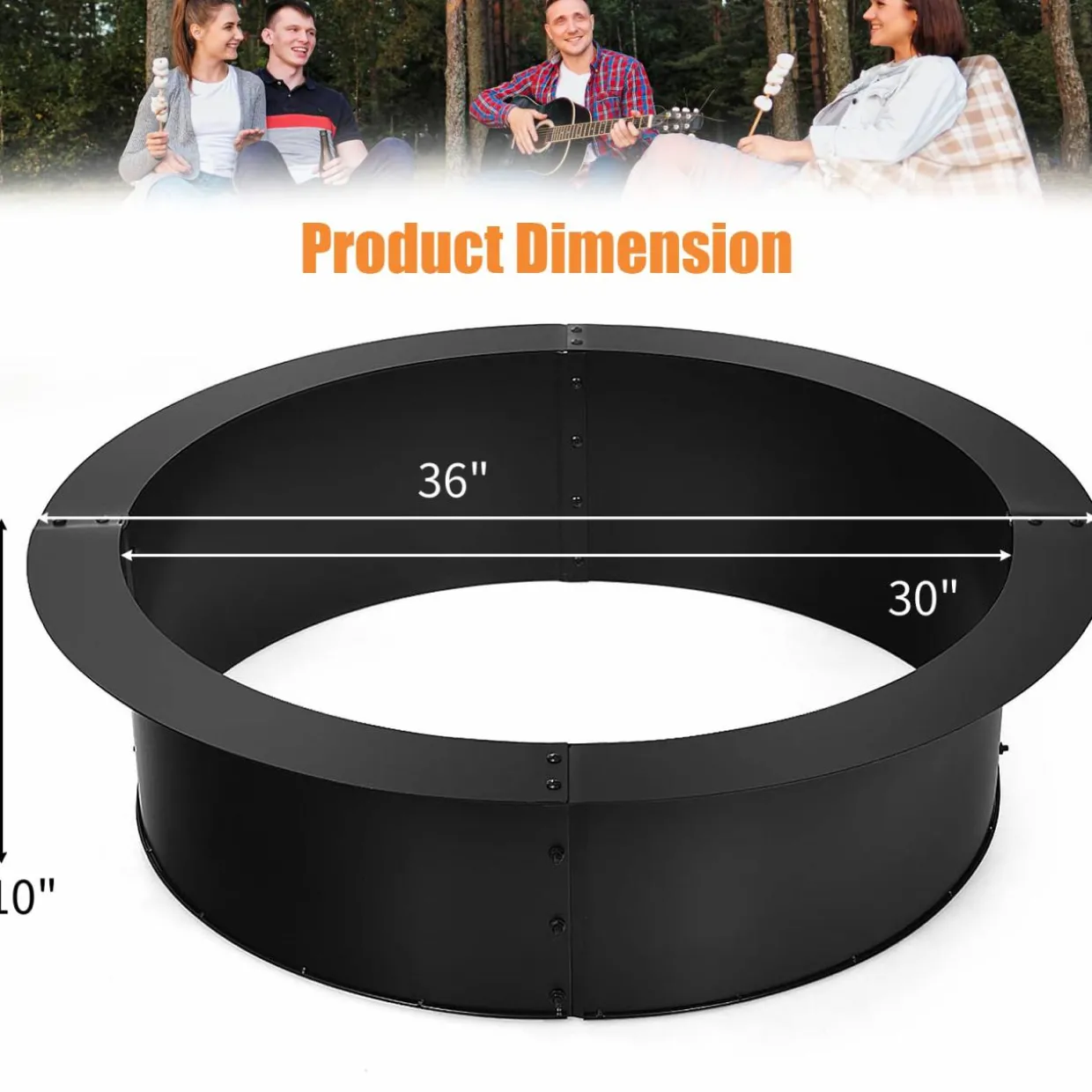 Tangkula Fire Pit Ring, 36-Inch Outer