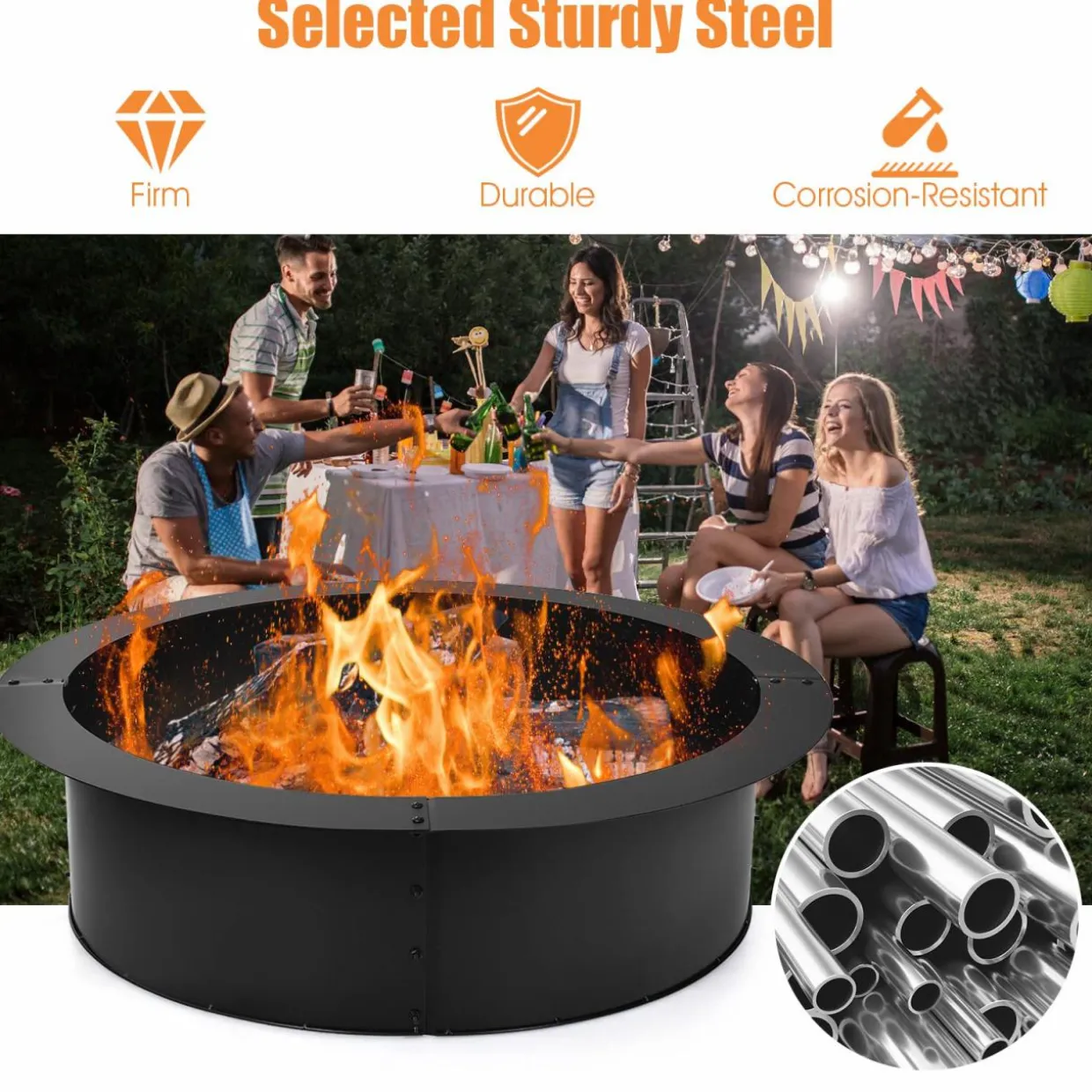 Tangkula Fire Pit Ring, 36-Inch Outer