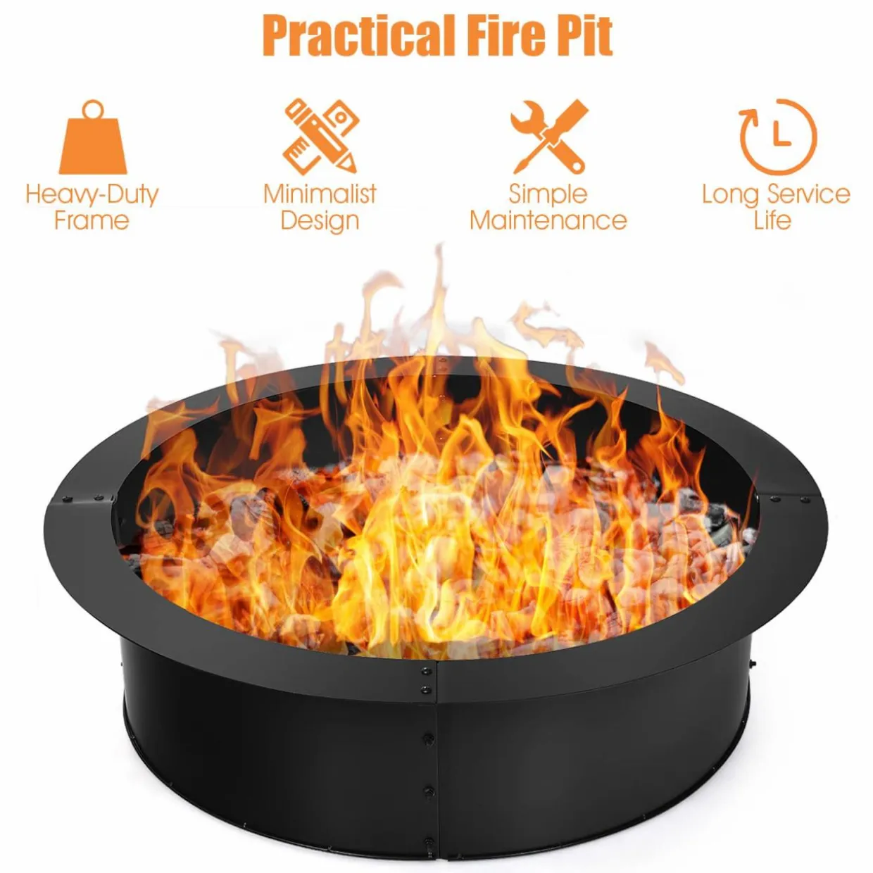Tangkula Fire Pit Ring, 36-Inch Outer