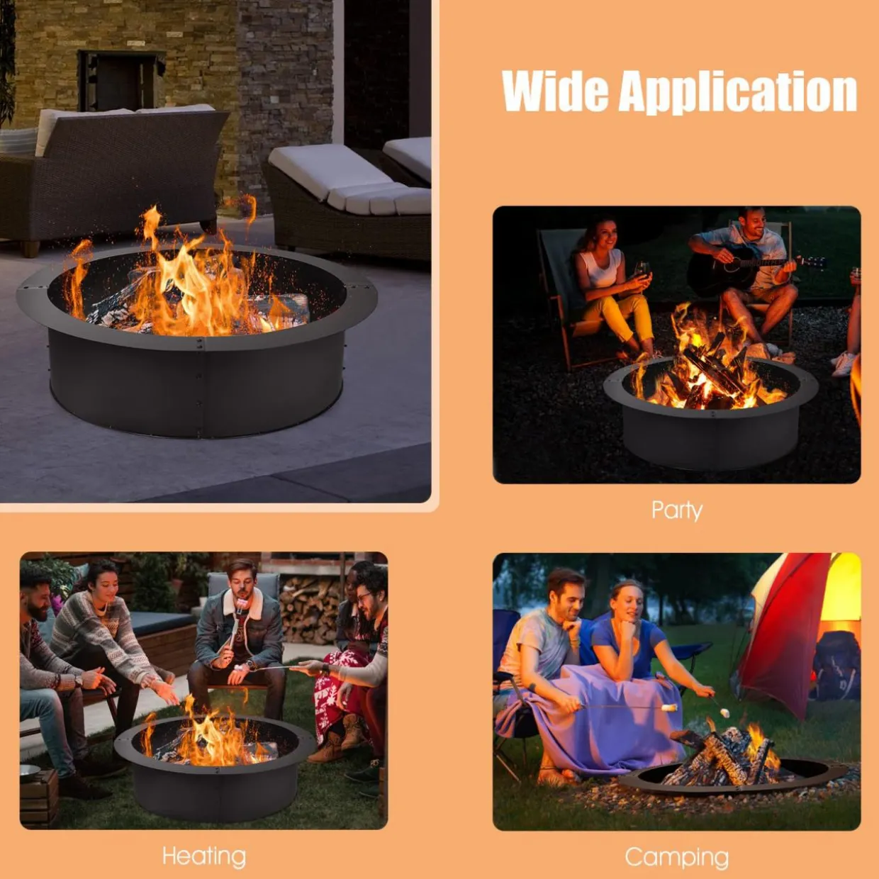 Tangkula Fire Pit Ring, 36-Inch Outer