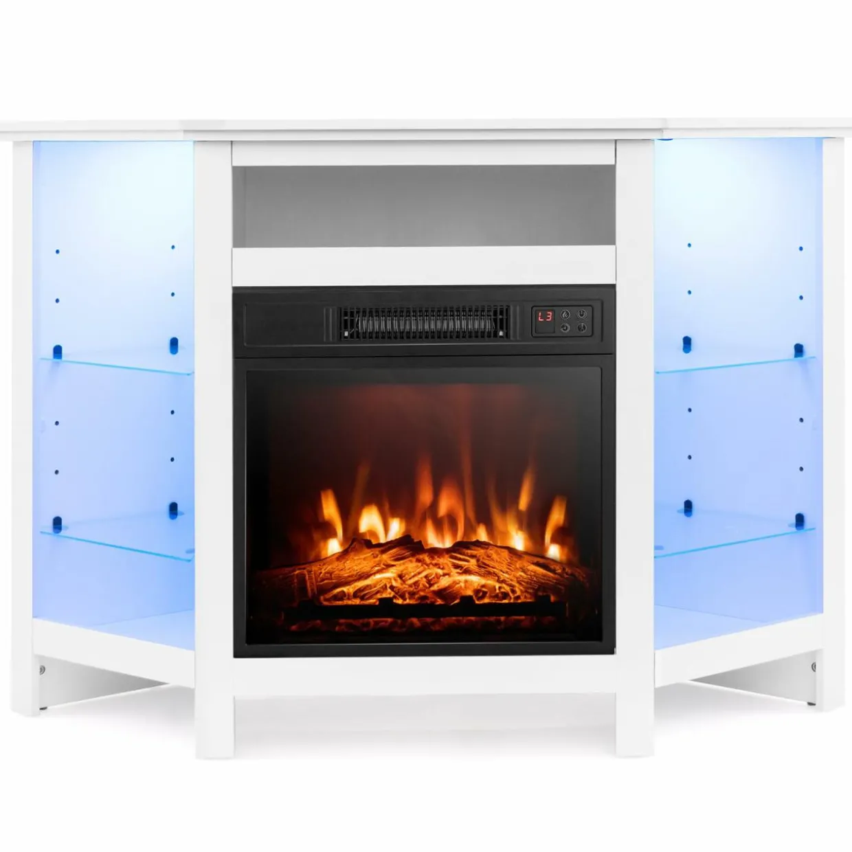 Tangkula Fireplace Corner TV Stand with LED Lights & Smart APP Control for 50 Inches TV