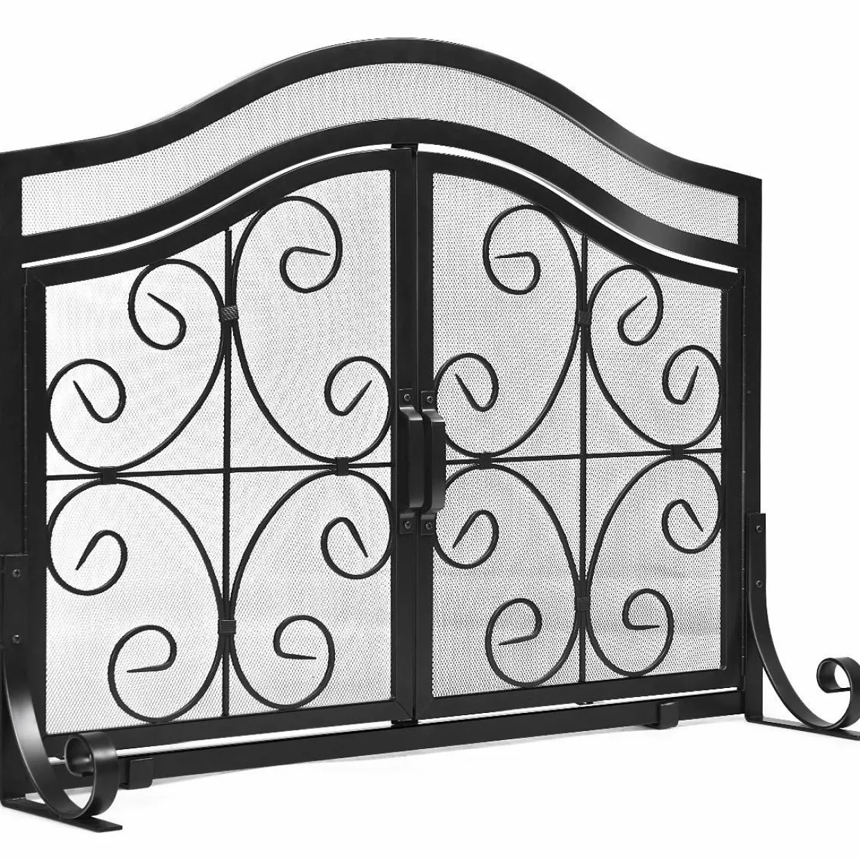 Tangkula Fireplace Screen, with Hinged Two-Doors Large Flat Guard Screens (44 x 15 x 33. 5 inch)