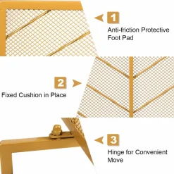 Tangkula Fireplace Screen, Contemporary Chevron Freestanding Fireplace Screen w/Sturdy Wrought Iron Frame