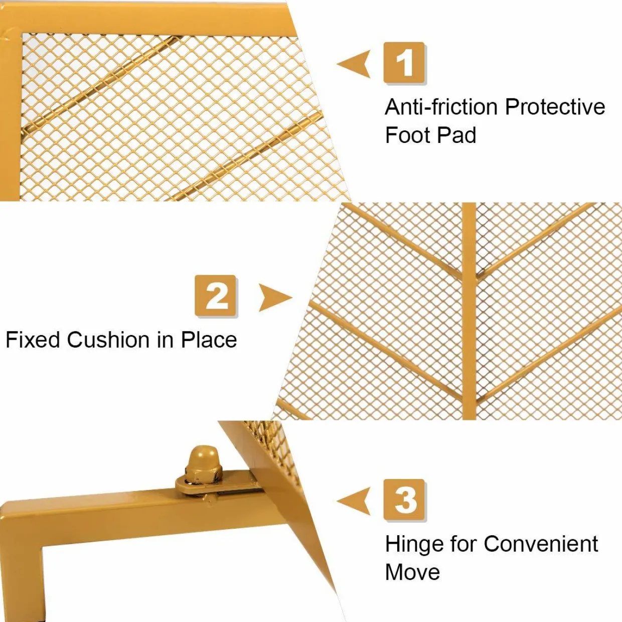 Tangkula Fireplace Screen, Contemporary Chevron Freestanding Fireplace Screen w/Sturdy Wrought Iron Frame