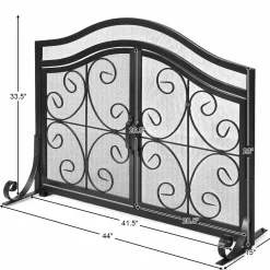 Tangkula Fireplace Screen, with Hinged Two-Doors Large Flat Guard Screens (44 x 15 x 33. 5 inch)