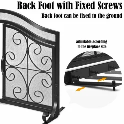 Tangkula Fireplace Screen, with Hinged Two-Doors Large Flat Guard Screens (44 x 15 x 33. 5 inch)