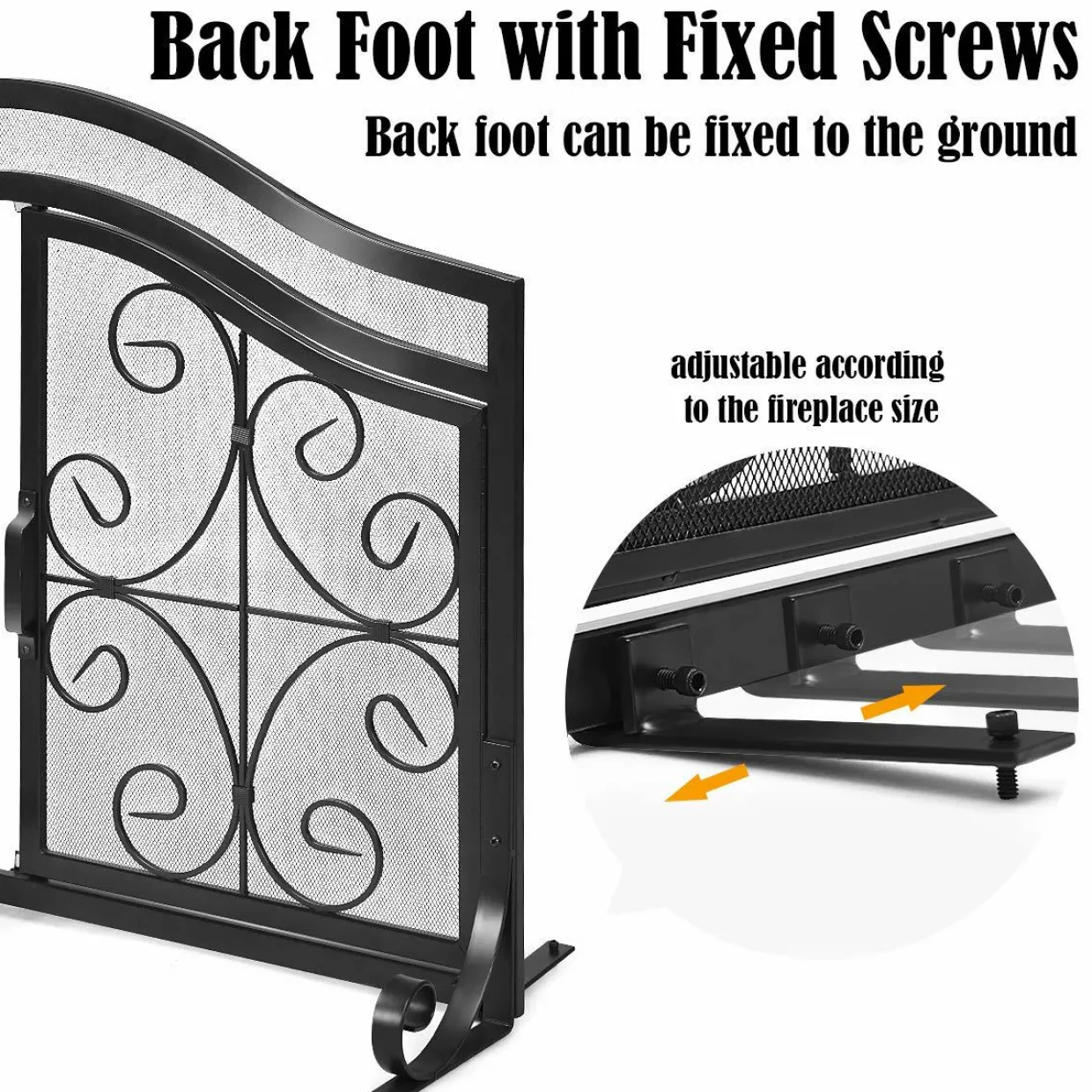 Tangkula Fireplace Screen, with Hinged Two-Doors Large Flat Guard Screens (44 x 15 x 33. 5 inch)