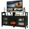 Tangkula Fireplace TV Stand for TVs up to 65 Inches, with 18 Inches 1400W 5,000 BTU Electric Fireplace