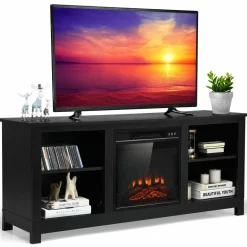Tangkula Fireplace TV Stand for TVs up to 65 Inches, with 18 Inches 1400W 5,000 BTU Electric Fireplace Insert