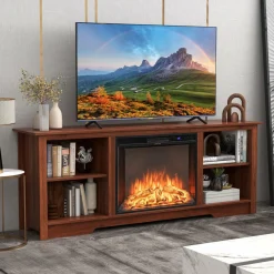 Tangkula Fireplace TV Stand for 75 Inches TV