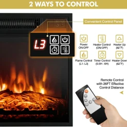 Tangkula Fireplace TV Stand for TVs up to 65 Inches, with 18 Inches 1400W 5,000 BTU Electric Fireplace