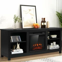 Tangkula Fireplace TV Stand for TVs up to 65 Inches, with 18 Inches 1400W 5,000 BTU Electric Fireplace Insert