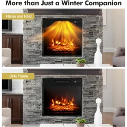 Tangkula Fireplace TV Stand for TVs up to 65 Inches, with 18 Inches 1400W 5,000 BTU Electric Fireplace