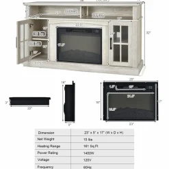 Tangkula Fireplace TV Stand for TVs Up to 65 Inch, Electric Fireplace TV Console w/Remote Control, Overheat Protection