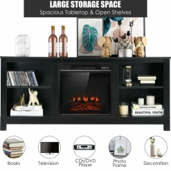 Tangkula Fireplace TV Stand for TVs up to 65 Inches, with 18 Inches 1400W 5,000 BTU Electric Fireplace Insert