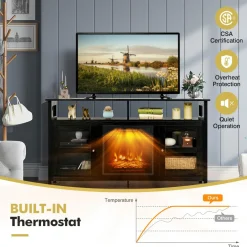 Tangkula Fireplace TV Stand for TVs up to 65 Inches, with 18 Inches 1400W 5,000 BTU Electric Fireplace