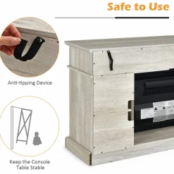 Tangkula Fireplace TV Stand for TVs Up to 65 Inch, Electric Fireplace TV Console w/Remote Control, Overheat Protection