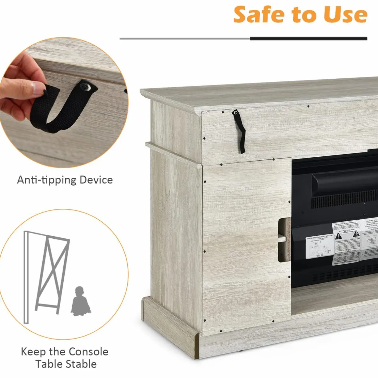 Tangkula Fireplace TV Stand for TVs Up to 65 Inch, Electric Fireplace TV Console w/Remote Control, Overheat Protection