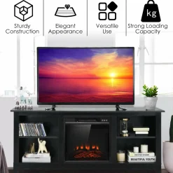 Tangkula Fireplace TV Stand for TVs up to 65 Inches, with 18 Inches 1400W 5,000 BTU Electric Fireplace Insert