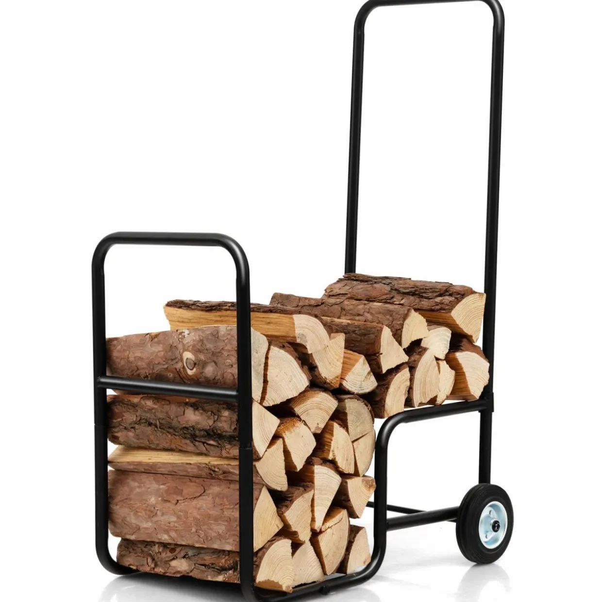 Tangkula Firewood Log Carrier Mover, Wood Rack Storage Mover with Rolling Wheels & Ergonomic Handle