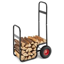 Tangkula Firewood Log Cart, Wood Rack Storage Mover with Rolling Wheels & Ergonomic Handle