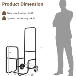 Tangkula Firewood Log Carrier Mover, Wood Rack Storage Mover with Rolling Wheels & Ergonomic Handle