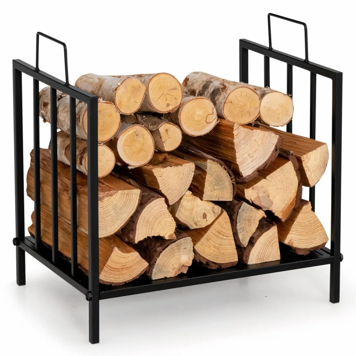 Tangkula Firewood Rack, Heavy Duty Logs Stand Stacker with Convenient Side Handle