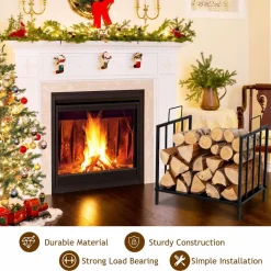 Tangkula Firewood Rack, Heavy Duty Logs Stand Stacker with Convenient Side Handle
