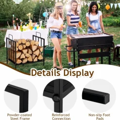 Tangkula Firewood Rack, Heavy Duty Logs Stand Stacker with Convenient Side Handle
