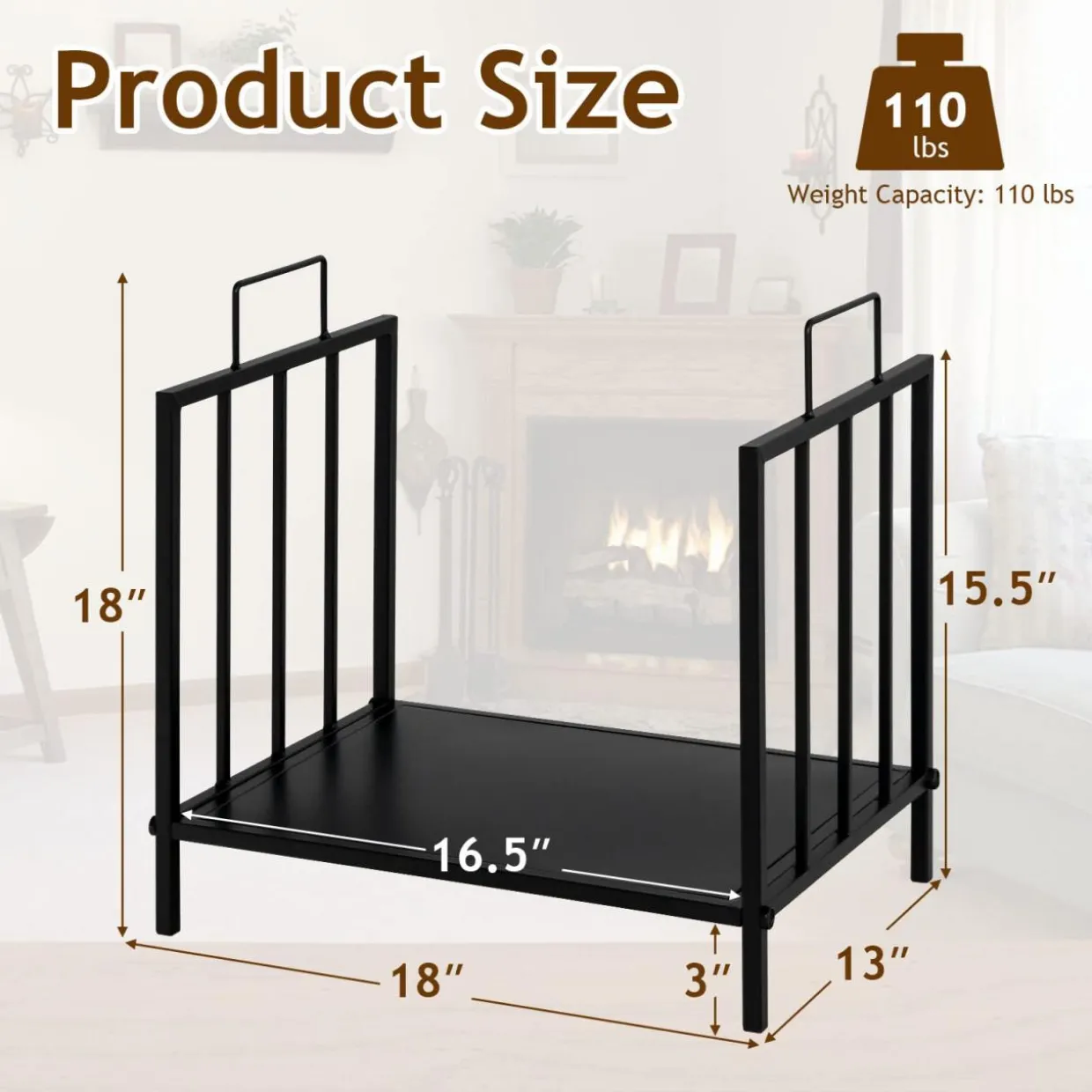 Tangkula Firewood Rack, Heavy Duty Logs Stand Stacker with Convenient Side Handle