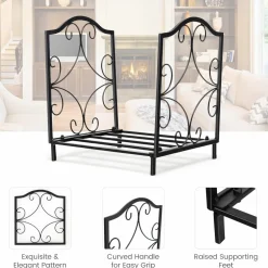 Tangkula Firewood Rack, Indoor Outdoor Heavy Duty Steel Log Holder for Fireplace Wood Storage