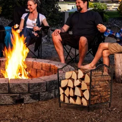 Tangkula Firewood Rack, Indoor Outdoor Heavy Duty Steel Log Holder for Fireplace Wood Storage