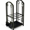 Tangkula Firewood Rack with 4 Fireplace Tools, Firewood Rack Bin Log Holder with Fireplace Tools Set