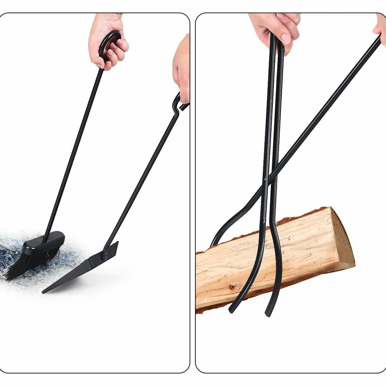 Tangkula Firewood Rack with 4 Fireplace Tools, Firewood Rack Bin Log Holder with Fireplace Tools Set (17.5" L x 12" W x 29.5" H)