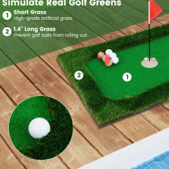 Tangkula Floating Golf Green for Pool, Floating Chipping Green Includes Golf Hitting Mat