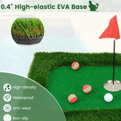 Tangkula Floating Golf Green for Pool, Floating Chipping Green Includes Golf Hitting Mat