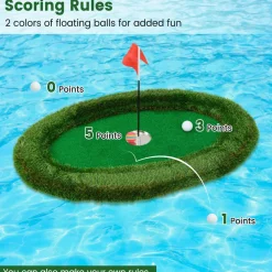 Tangkula Floating Golf Green for Pool, Floating Chipping Green Includes Golf Hitting Mat
