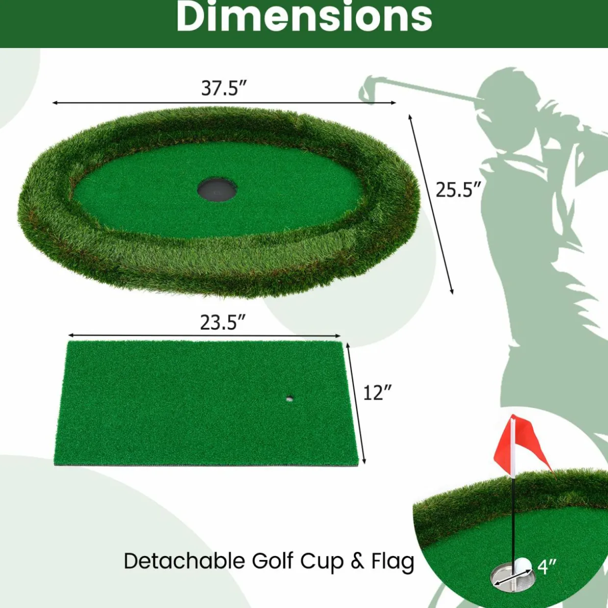 Tangkula Floating Golf Green for Pool, Floating Chipping Green Includes Golf Hitting Mat