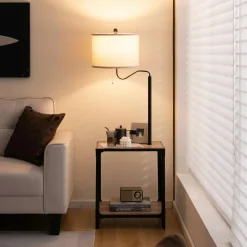 Tangkula Floor Lamp with End Table and USB Charging Ports