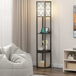 Tangkula Floor Lamp with Shelves and Drawer