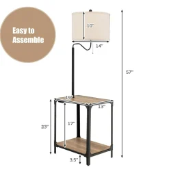 Tangkula Floor Lamp with End Table and USB Charging Ports