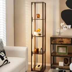 Tangkula Floor Lamp with Shelves, 64 Inches Modern Shelf Floor Lamp with 3-Level Dimmable LED Bulbs and Rotatable LED Poles