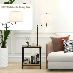 Tangkula Floor Lamp with End Table and USB Charging Ports